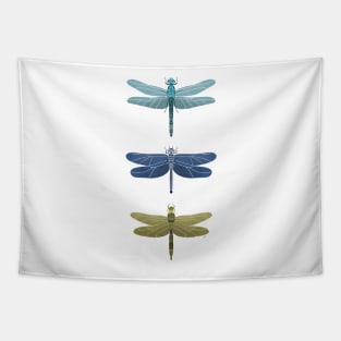 Dragonflies Pattern - Blue & Gold Palette Tapestry