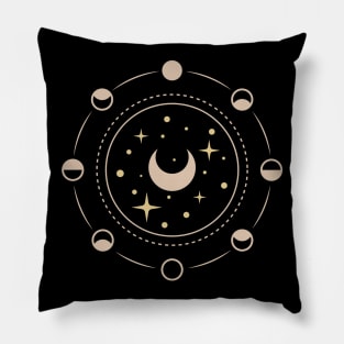 Minimalist line art astrology design with moon phases Pillow