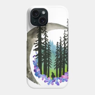 Hand Painted Watercolor Northern Lights & Moon Phone Case