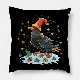 Crow Christmas Pillow