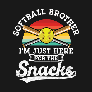 Softball brother I'm Just Here for the snacks retro Softball T-Shirt