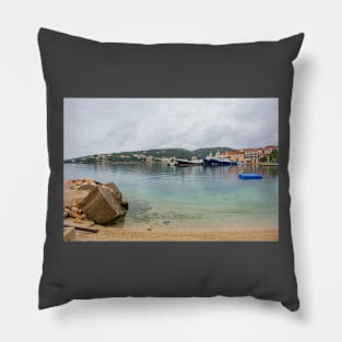 Sumartin Harbour on Brac Island, Croatia Pillow