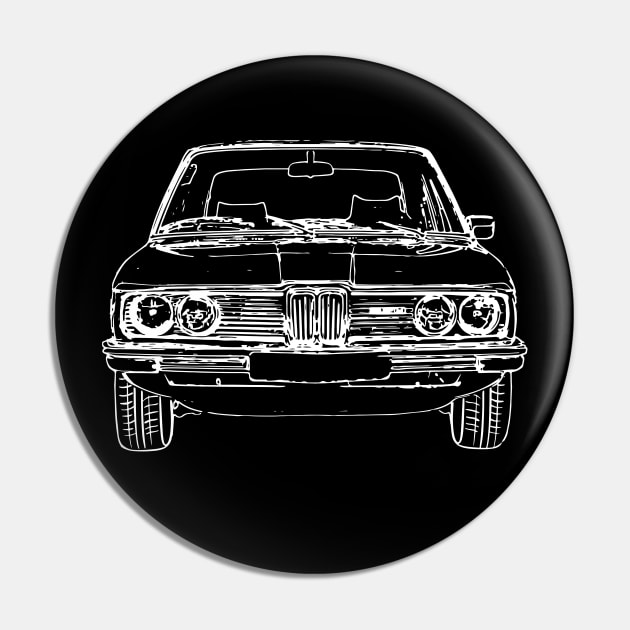 White E12 Car Sketch Art Pin by DemangDesign