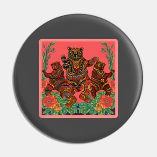 Dancing Bears & Scarlet Begonias Pin