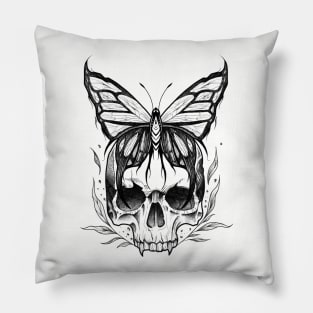 Skull and Butterfly (black version) Pillow
