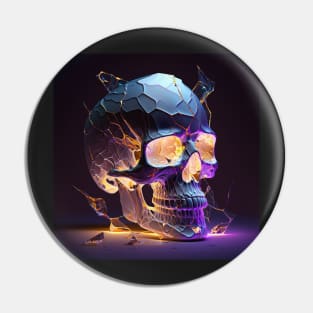 Shattered Glass Light Fire Skull Art Pin