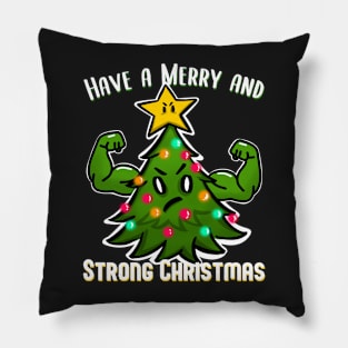 Christmas Tree with Muscles Strong Christmas for bodybuilder Pillow