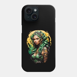 Green Hair bohemian girl retro vintage comic design Phone Case