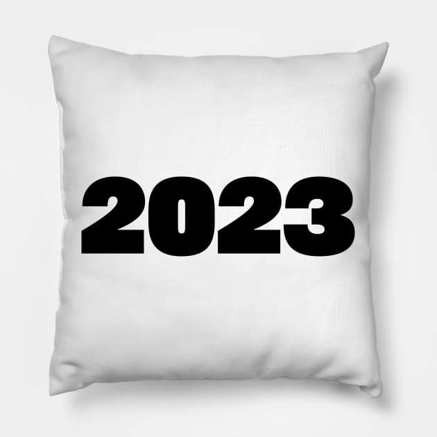 2023 Black Text Minimal Typography Pillow by ellenhenryart
