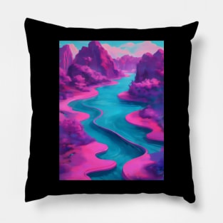 Vaporwave river Pillow