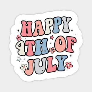 Groovy Happy 4th of July American Retro Patriotic USA Magnet