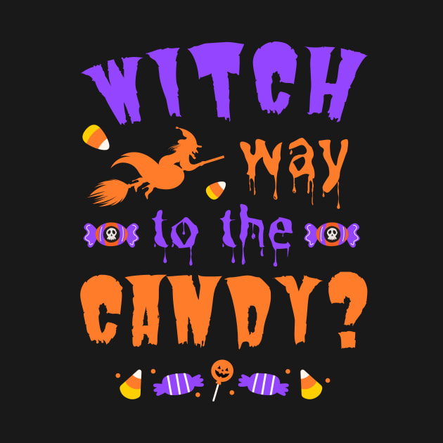 Discover Witch Way To The Candy Funny Halloween Puns - Halloween - Tapisseries