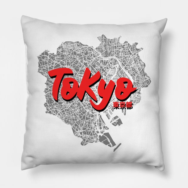 Tokyo, Japan City Map Pillow by Issho Ni