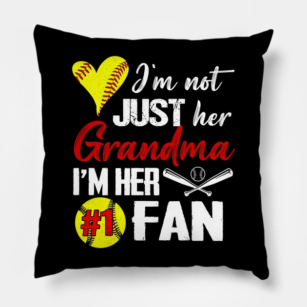 Softball  I'm Not Just Her Grandma I'm His Fan Pillow by Jenna Lyannion
