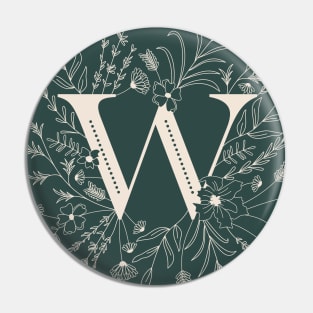 Botanical Letter W (Forest Green) Pin