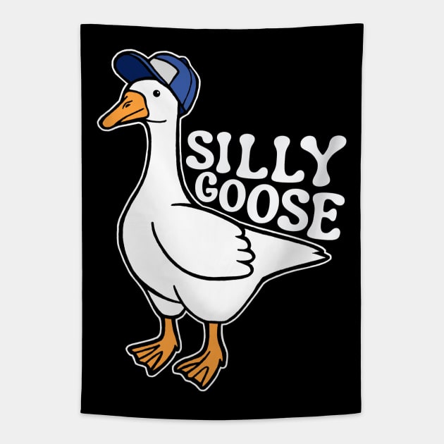 Silly Goose with Baseball Hat Tapestry by Downtown Rose