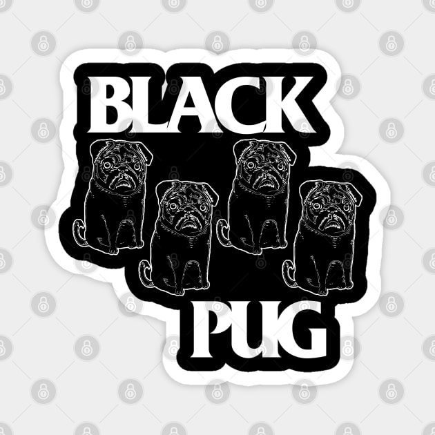 Black Pug / Punk Rock Dog Grumble Pugs Design Magnet by darklordpug