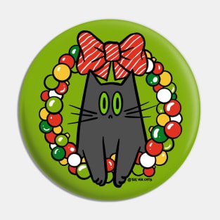 🐈 Christmas Cat Wreath Pin