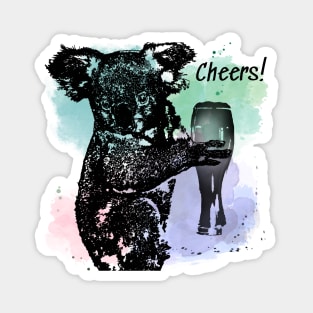 Cheers! Koala bear with a beer Magnet