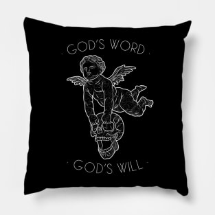 God’s word god’s will angel skull quote design Pillow