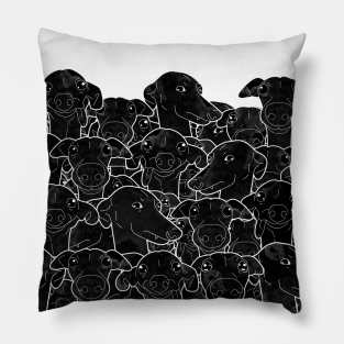 Funny Whippets Black and White Pattern Pillow