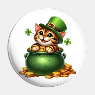 St Patricks Day Bengal Cat Pin