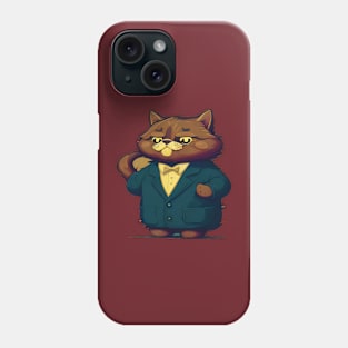 Cool cat in bow tie and suit. Elegant feline. Phone Case