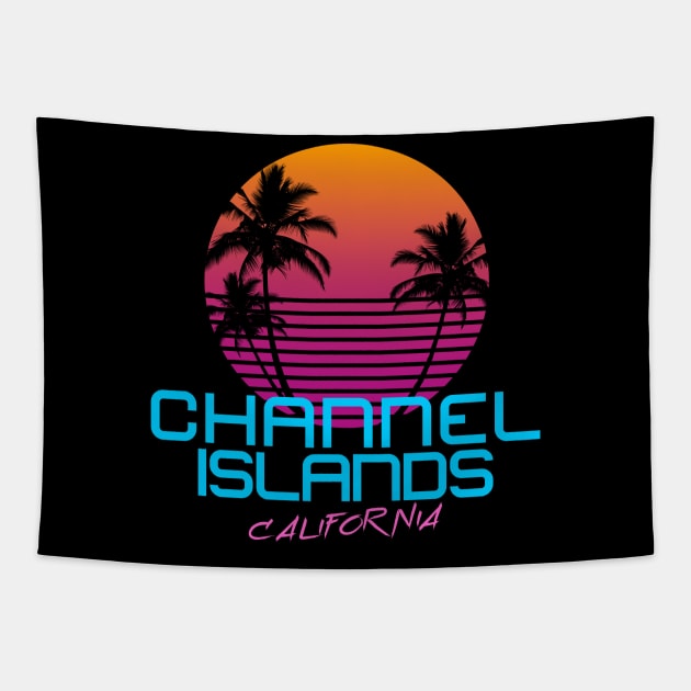 Channel Islands California Retro 80's Tapestry by OCSurfStyle