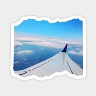 Plane window view Photography design with blue sky and ocean sea nature lovers Magnet