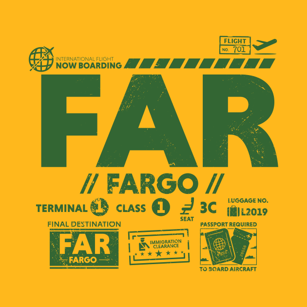 Vintage Fargo FAR Airport Code Travel Day Retro Travel Tag North Dakota Alt by Now Boarding