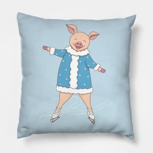 hello winter with cute piggy Pillow