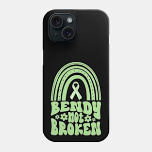 Ehlers-Danlos Syndrome Awareness Ribbon: Bendy Not Broken Green Boho Rainbow Phone Case