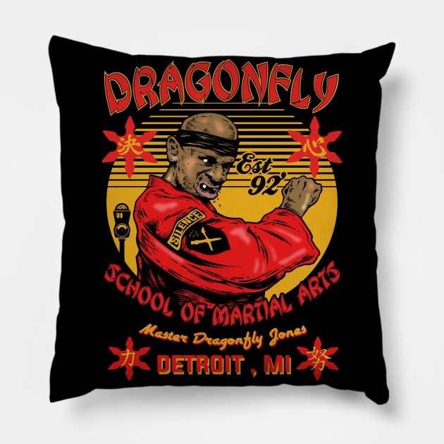 "SCHOOL OF MARTIAL ARTS" BLACK Pillow by joeyjamesartworx