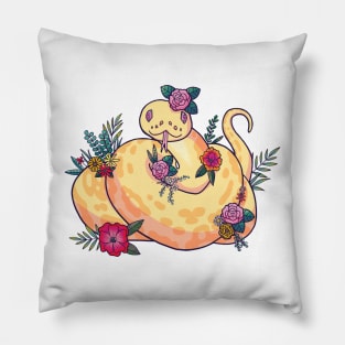 yellow morph floral princess ball python design Pillow