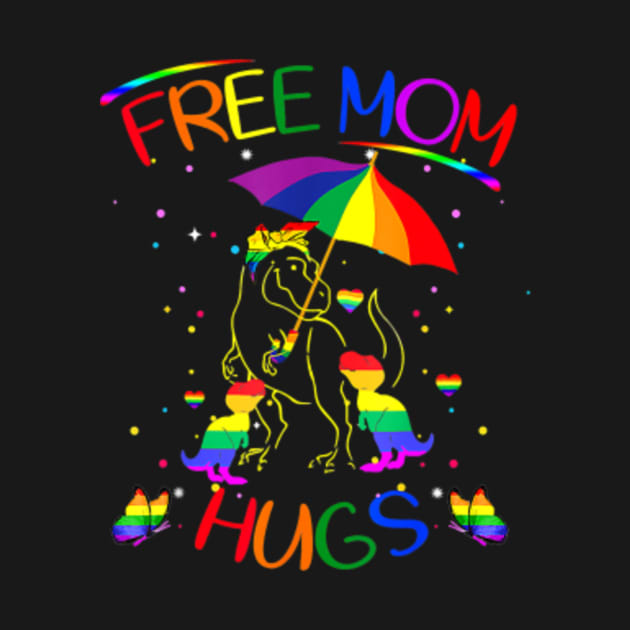 Disover Free Mom Hugs LGBT Pride Mama Dinosaur Rex Gift  T-Shirt