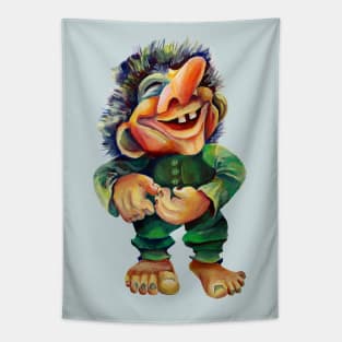 Funny Norse Troll Watercolor Illustration Tapestry