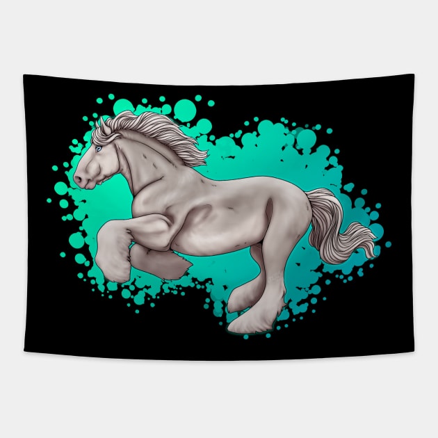 Shire Horse White Tapestry by 39TheWolf