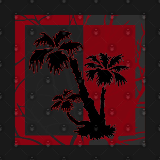 Red Grey Silhouette Palm Tree by Looly Elzayat