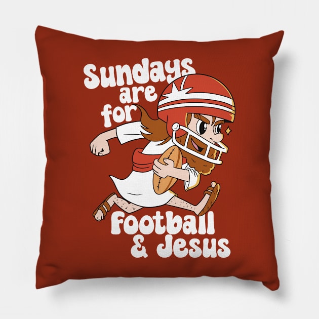 Sundays Are For Football & Jesus // Funny Church Sunday Football Jesus Pillow by SLAG_Creative