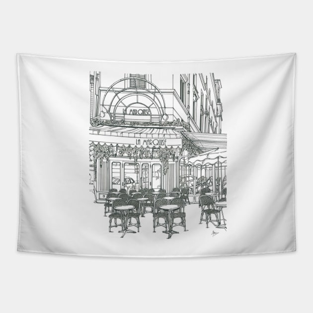 Cafe in Paris Tapestry by valery in the gallery