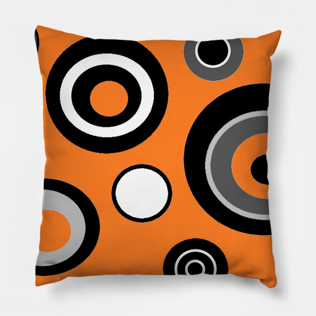 Experimental Geometric Circle Print Pattern (Orange version) Pillow by GingerEccentric