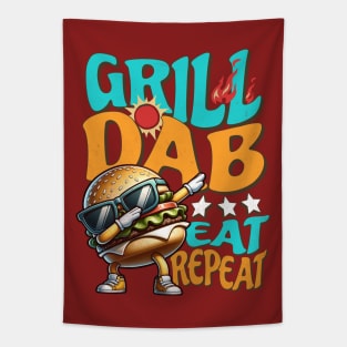 Burger Funny a Dab Dance Grilling Design Tapestry