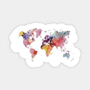 Watercolor world map - rainbow Magnet