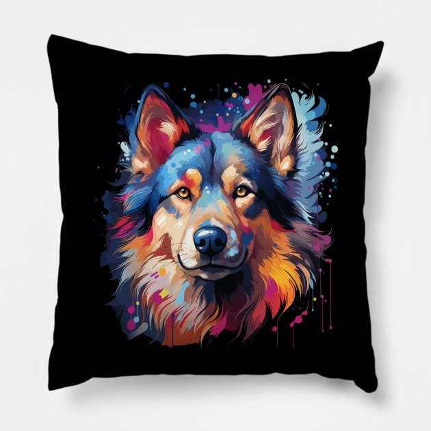 Siberian Husky Rainbow Pillow by JH Mart