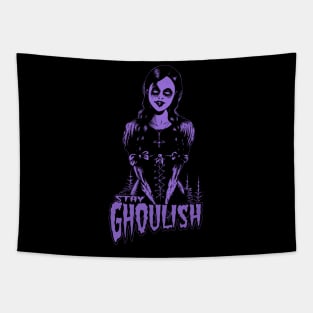 Goth dead girl, Stay Ghoulish! (purple version) Tapestry