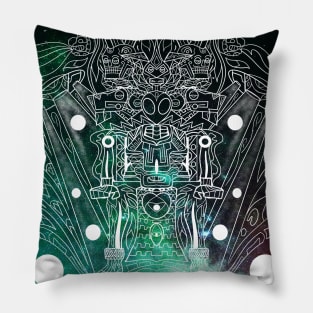 alien in mictlan hell space pattern ecopop Pillow