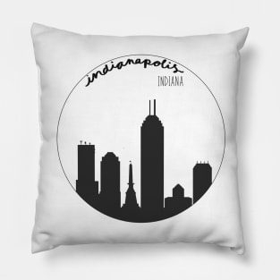 Circular Silhouette of Indianapolis Indiana Skyline Pillow