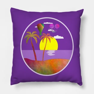 Tropical Island Getaway Silhouette Steampunk Art Pillow