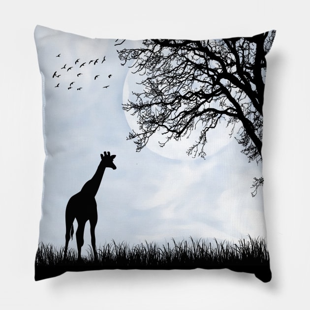 Giraffe In nature Pillow by Divan