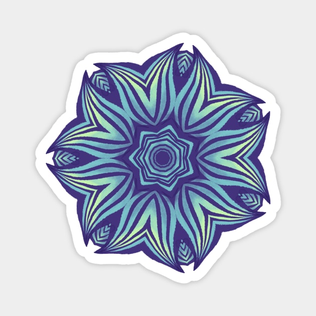 Abstract Flower Mandala Purple Blue Kaleidoscopic Art Magnet by Boriana Giormova